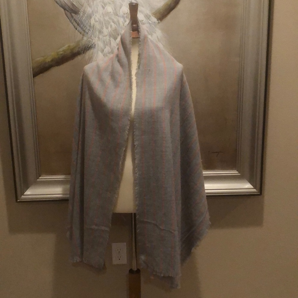 Universal Thread Gray and Orange Pin Strip Scarf